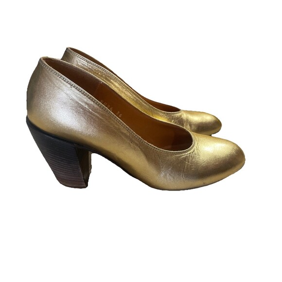 DRIES VAN NOTEN Italy 36 eu 5.5-6 us Gold Leather Heels Pumps Women's Shoes - Picture 1 of 11